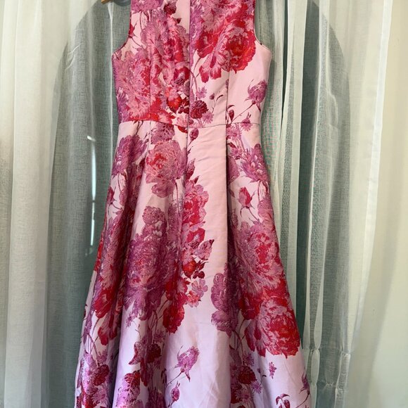 White House Black Market Sleeveless Floral Jacquard Fit and Flare Dress Size 2 - Picture 3 of 5